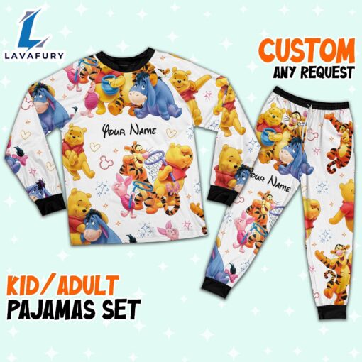 Custom Disney Pooh and Friends Colorful Pajamas – Movie Cartoon Holiday Pajamas