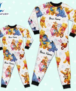 Custom Disney Pooh and Friends Colorful Pajamas - Movie Cartoon Holiday Pajamas