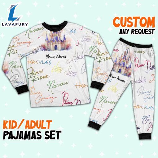 Custom Disney Prince Signatures Colorful Pajamas – Movie Cartoon Holiday Pajamas