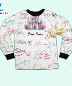 Custom Disney Princess Signatures Colorful Pajamas - Movie Cartoon Holiday Pajamas