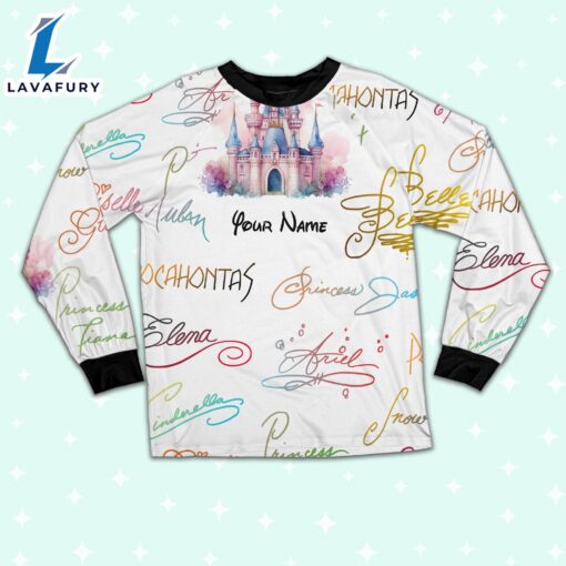 Custom Disney Princess Signatures Colorful Pajamas – Movie Cartoon Holiday Pajamas