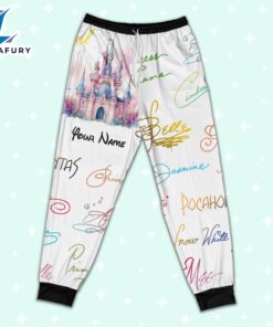 Custom Disney Princess Signatures Colorful Pajamas - Movie Cartoon Holiday Pajamas