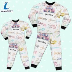 Custom Disney Princess Signatures Colorful Pajamas - Movie Cartoon Holiday Pajamas