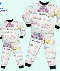 Custom Disney Princess Signatures Colorful Pajamas - Movie Cartoon Holiday Pajamas