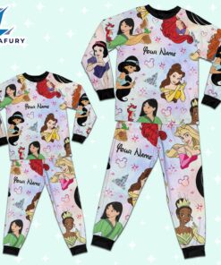 Custom Disney Princesses Colorful Pajamas - Family Disneyland Matching Pajamas Set