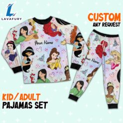 Custom Disney Princesses Colorful Pajamas - Family Disneyland Matching Pajamas Set