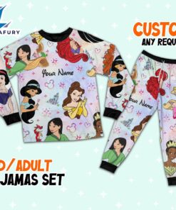 Custom Disney Princesses Colorful Pajamas…