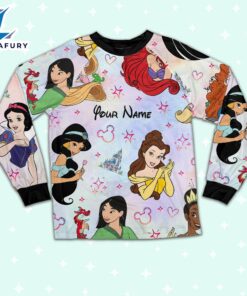 Custom Disney Princesses Colorful Pajamas - Family Disneyland Matching Pajamas Set