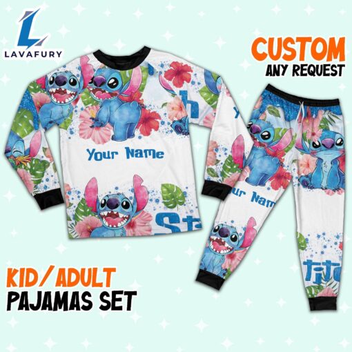 Custom Disney Stitch Hot Colorful Pajamas – Movie Cartoon Holiday Pajamas