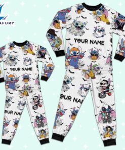 Custom Disney Stitch Ultimate Nightmare Colorful Simple Pajamas - Movie Cartoon Holiday Pajamas