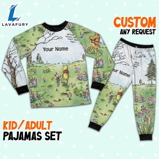 Custom Disney Winnie the Pooh Artwork Colorful Pajamas – Movie Cartoon Holiday Pajamas