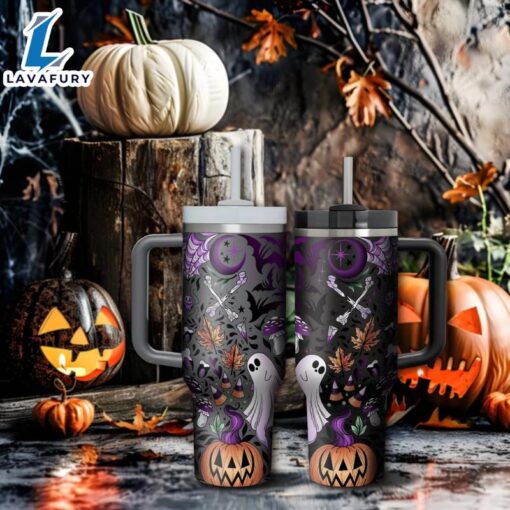 Custom Name Halloween Themed Tumbler With Handle