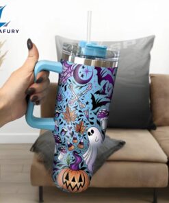 Custom Name Halloween Themed Tumbler With Handle