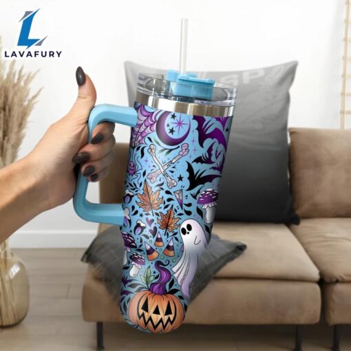 Custom Name Halloween Themed Tumbler With Handle