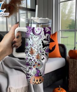 Custom Name Halloween Themed Tumbler With Handle