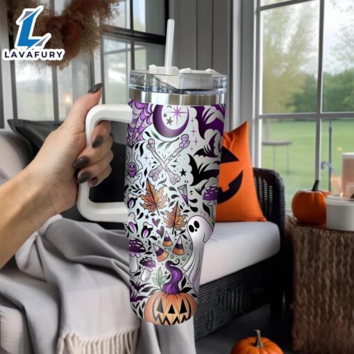 Custom Name Halloween Themed Tumbler With Handle