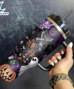 Custom Name Halloween Themed Tumbler With Handle