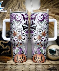 Custom Name Halloween Themed Tumbler With Handle