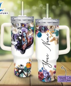 Custom Name Jack Skellington 3D Flower Tumbler