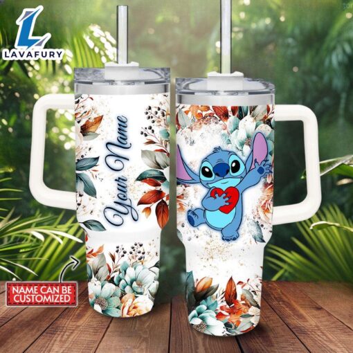 Custom Name Stitch Floral Printed Tumbler