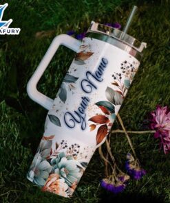 Custom Name Stitch Floral Printed Tumbler