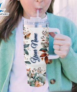 Custom Name Stitch Floral Printed Tumbler