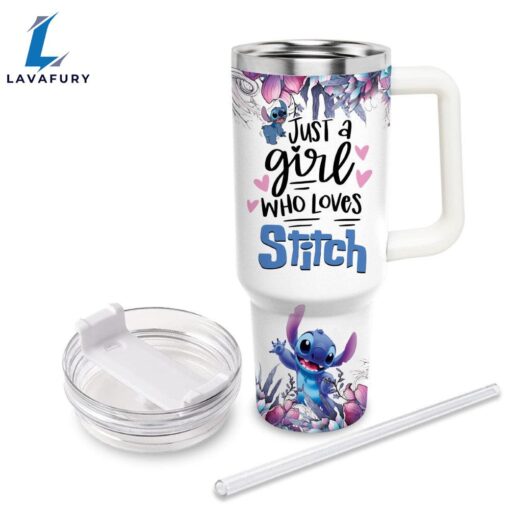 Custom Name Stitch Flower Tumbler With Handle