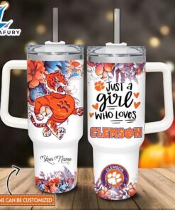 Custom Name Tigers Mascot Floral Design Tumbler