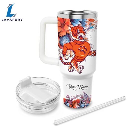 Custom Name Tigers Mascot Floral Design Tumbler