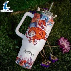 Custom Name Tigers Mascot Floral Design Tumbler