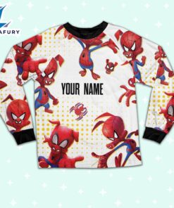 Custom Spiderman Spiderham Colorful Pajamas - Movie Cartoon Holiday Pajamas