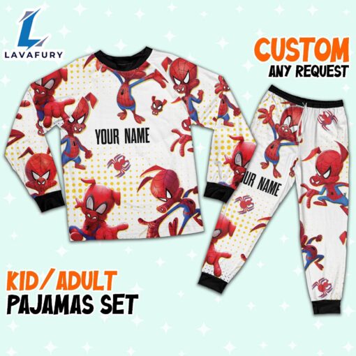 Custom Spiderman Spiderham Colorful Pajamas – Movie Cartoon Holiday Pajamas