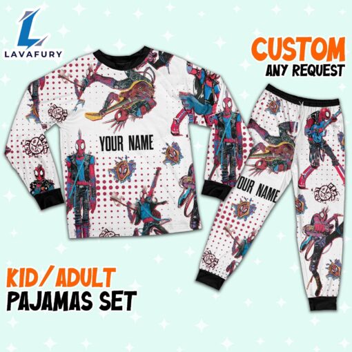 Custom Spiderman Spiderpunk Colorful Pajamas – Family Disneyland Matching Pajamas Set