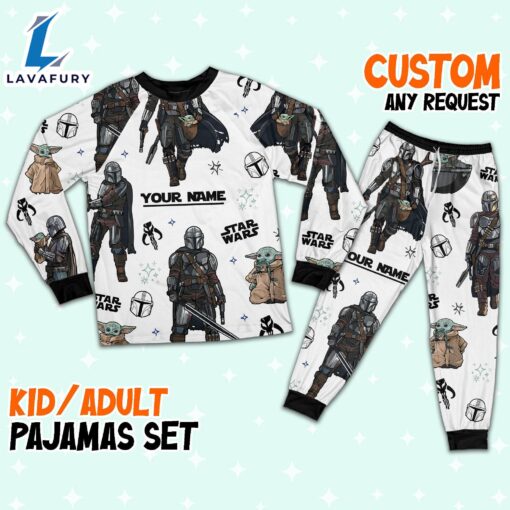 Custom Star Wars Mandalorian Colorful Pajamas – Movie Cartoon Holiday Pajamas