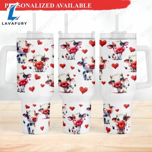 Cute Cow Smooch Valentines 40 oz tumbler – 40oz Tumbler with Handle