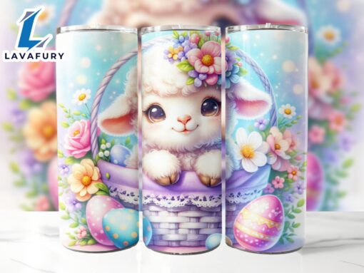 Cute Lamb Easter Basket 20 Oz Skinny Tumbler , Easter Sublimation, Spring Tumbler, Easter Tumbler