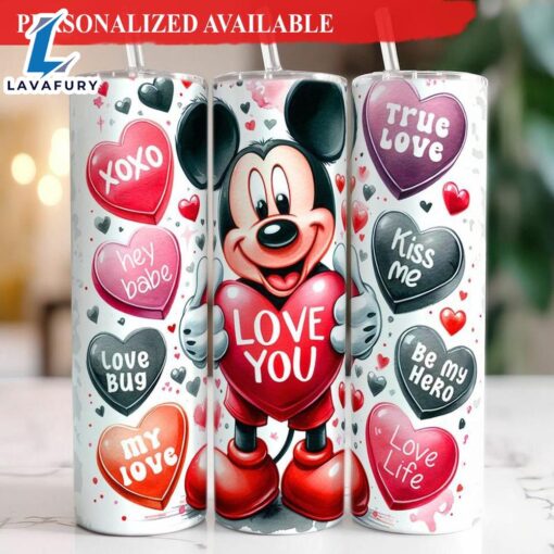 Cute Valentine Mickey Mouse Love You XOXO 20oz Tumbler