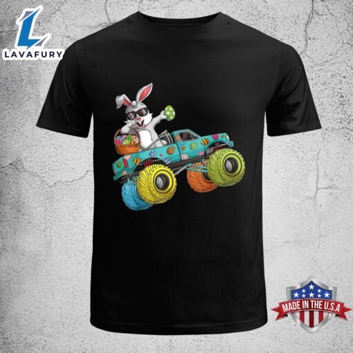 Dabbing Bunny Monster Truck Lovers Kids Boys Happy Easter Tee Shirt