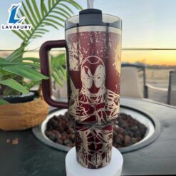 Deadpool Themed Insulated Tumbler With Handle