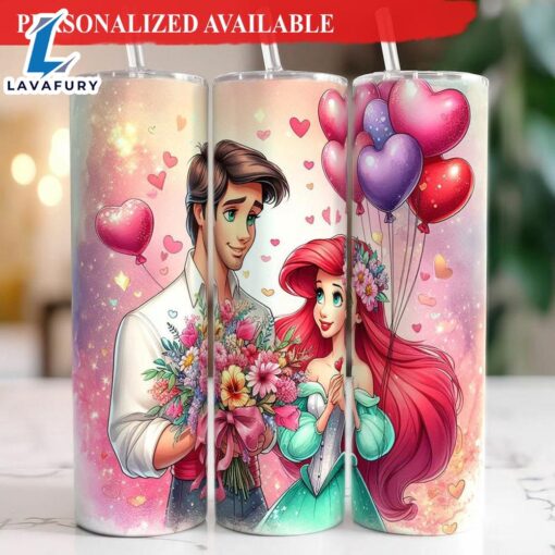 Disney Ariel Princess With Prince Valentine Tumbler With Lip And Straw