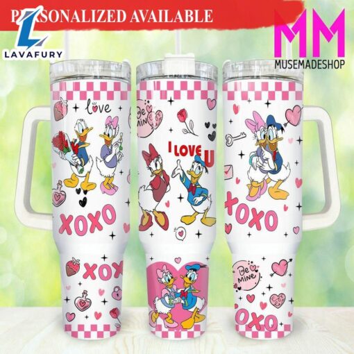 Disney Donal Duck Valentines Cartoon 40oz Tumbler with Handle – 40oz Tumbler with Handle