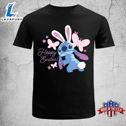 Disney Lilo & Stitch Hoppy Easter Bunny And Butterflies Disney Easter Shirt