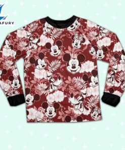 Disney Mickey Minnie Goofy Seamless Summer Tropical Red Style Pajamas Set - Family Disneyland Matching Pajamas Set