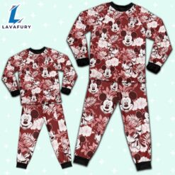 Disney Mickey Minnie Goofy Seamless Summer Tropical Red Style Pajamas Set - Family Disneyland Matching Pajamas Set