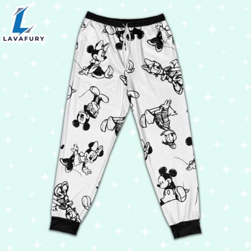 Disney Mickey Mouse and Friends Seamless Sketch Pattern – Family Disneyland Matching Pajamas Set