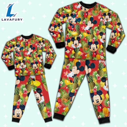 Disney Mickey Seamless Pineapple Summer Tropical – Family Disneyland Matching Pajamas Set