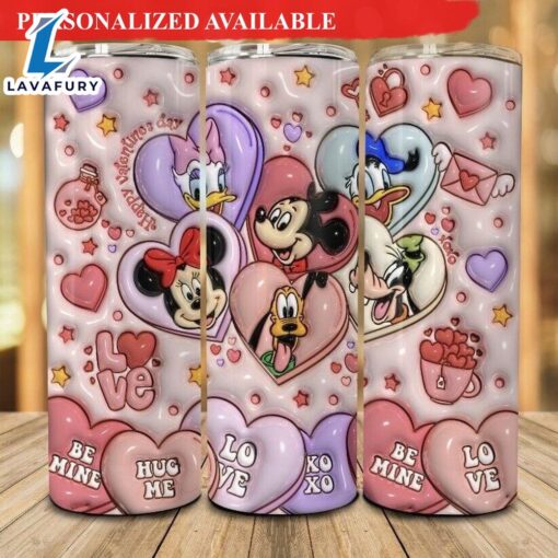 Disney Mickey With Friends Valentines Day Tumbler with Lid and Straw