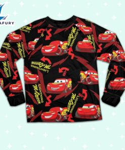 Disney Pixar Cars Lightning Mcqueen Black and Red Pajamas Set - Movie Cartoon Holiday Pajamas