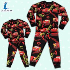 Disney Pixar Cars Lightning Mcqueen Black and Red Pajamas Set - Movie Cartoon Holiday Pajamas