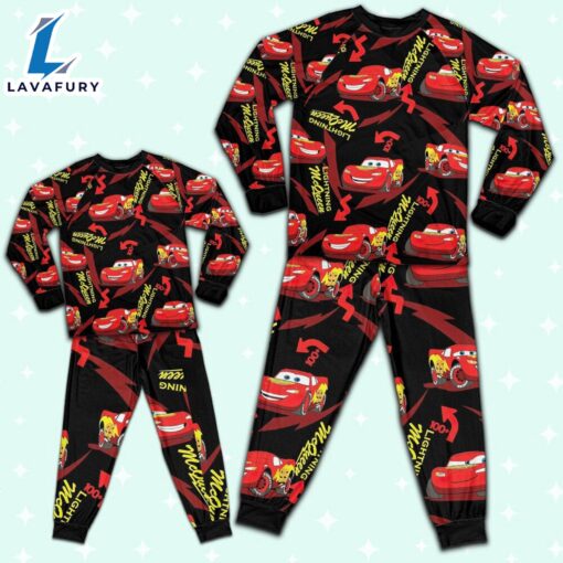 Disney Pixar Cars Lightning Mcqueen Black and Red Pajamas Set – Movie Cartoon Holiday Pajamas